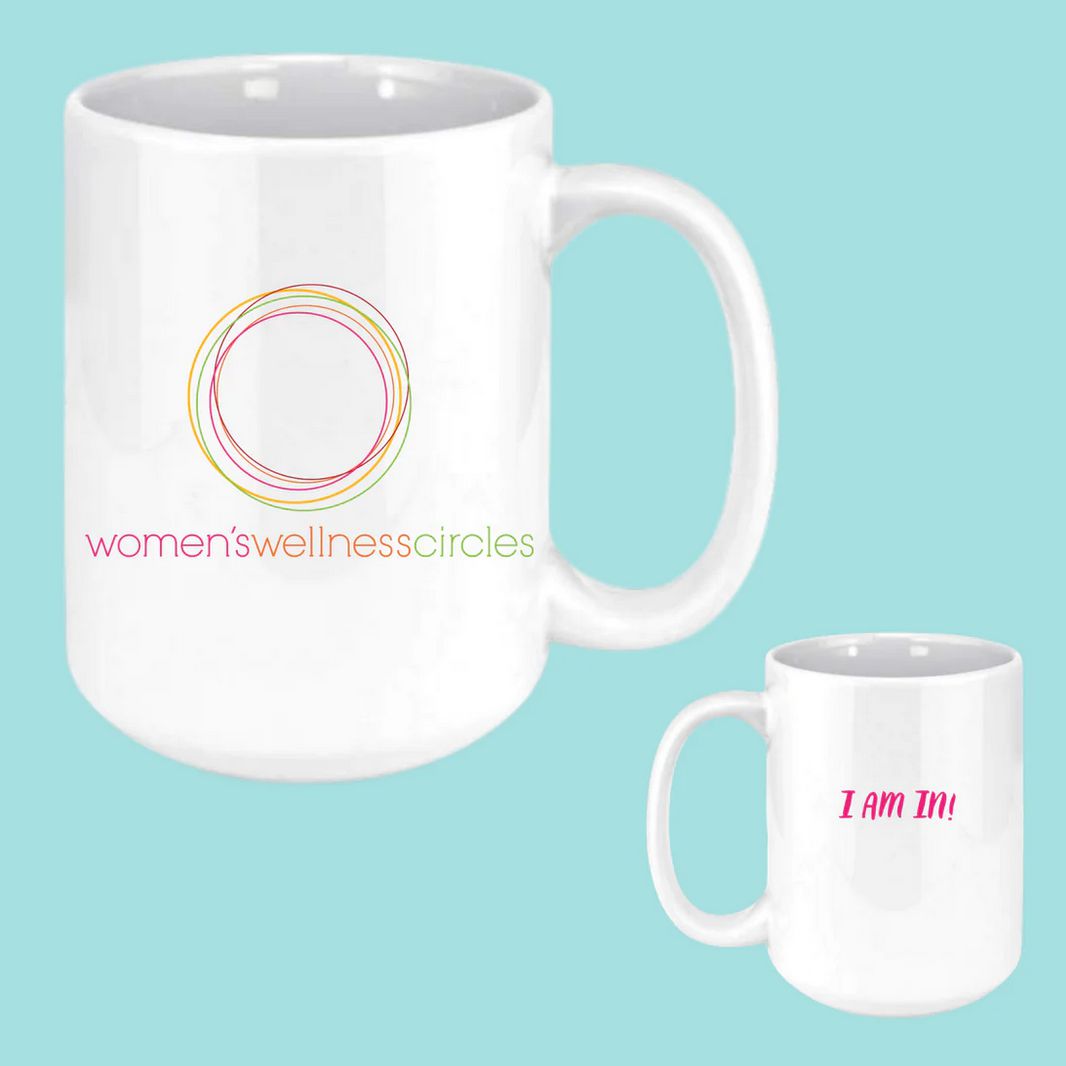 WWC Mug -white mug with WWC logo and "I am in" on the other side